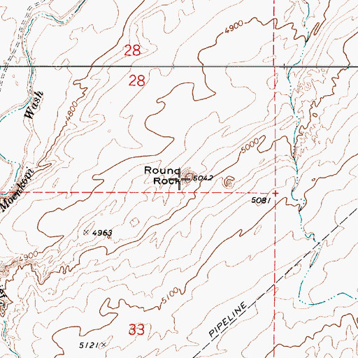 Topographic Map of Round Rock, AZ