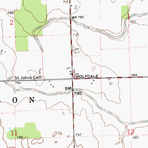 Topographic Map of Gunsett School (historical), OH