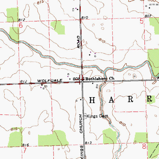 Topographic Map of Kings School (historical), OH