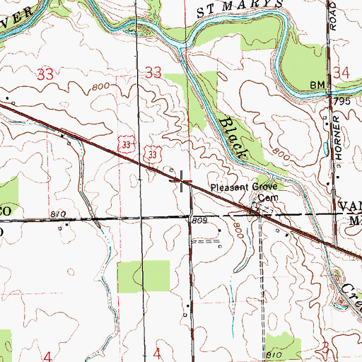 Topographic Map of Stetler School (historical), OH