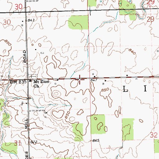 Topographic Map of Ridge School (historical), OH
