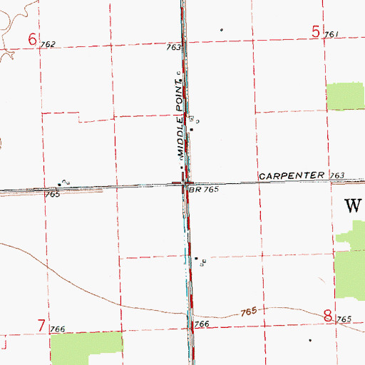 Topographic Map of Huston School (historical), OH
