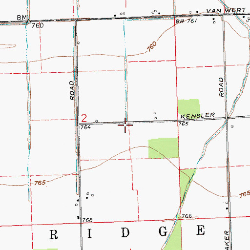 Topographic Map of Cowgill School (historical), OH