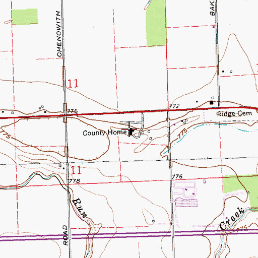 Topographic Map of Van Wert County Home, OH