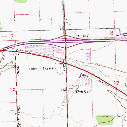 Topographic Map of King School (historical), OH