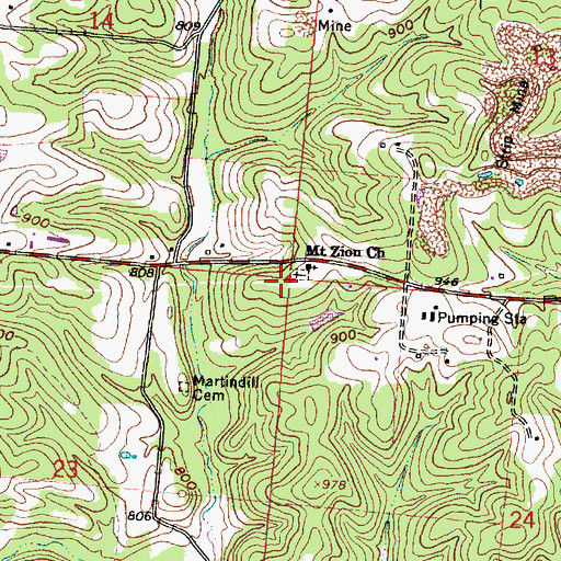 Topographic Map of Mount Zion School (historical), OH
