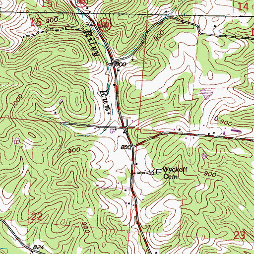 Topographic Map of Wyckoff Crossroads, OH