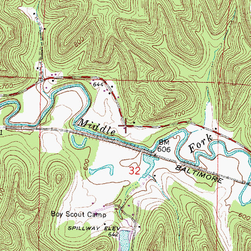 Topographic Map of Smallwood School (historical), OH