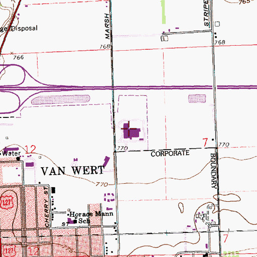 Topographic Map of Vantage Joint Vocational School, OH