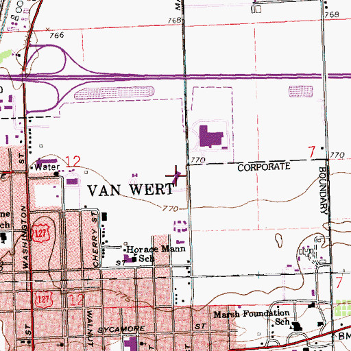 Topographic Map of Thomas Edison Elementary School, OH