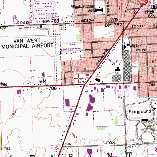 Topographic Map of Dickinson Park, OH
