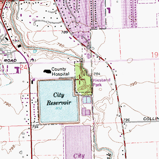 Topographic Map of Hiestand Park, OH