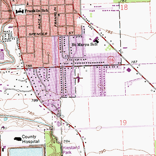 Topographic Map of Jefferson Elementary School, OH