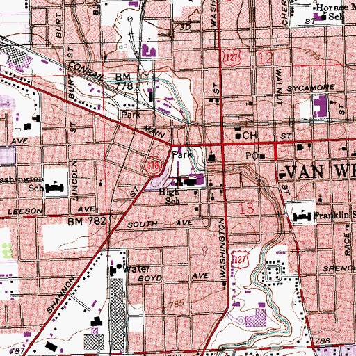 Topographic Map of Lincoln Junior High School, OH