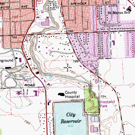 Topographic Map of Willow Bend Golf Club, OH