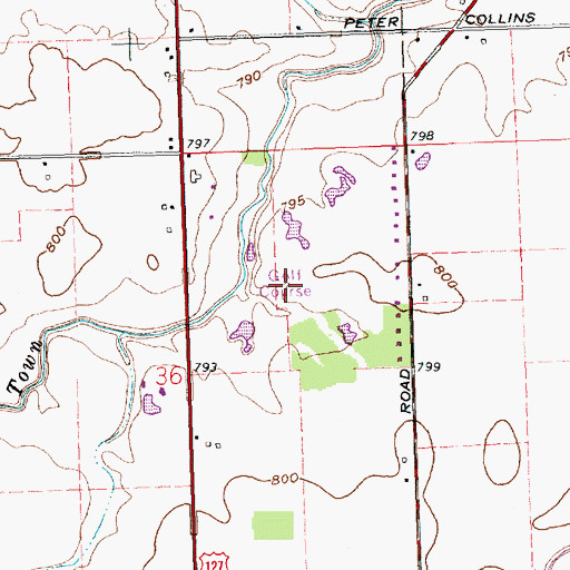 Topographic Map of Woods Golf Course, OH