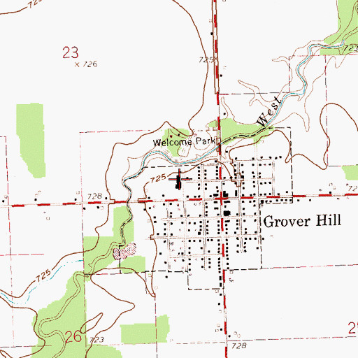 Topographic Map of Grover Hill Elementary School, OH