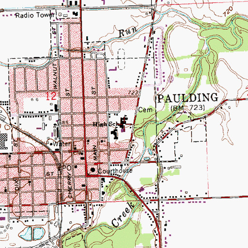 Topographic Map of Paulding High School, OH