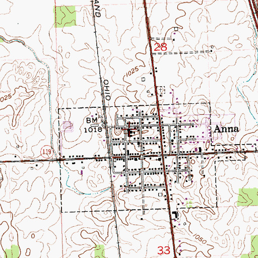 Topographic Map of Anna High School, OH