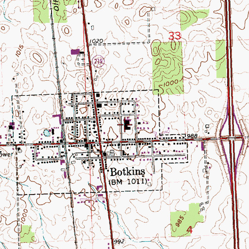 Topographic Map of Botkins Elementary School, OH