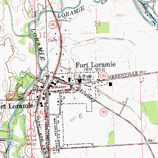 Topographic Map of Fort Loramie High School, OH