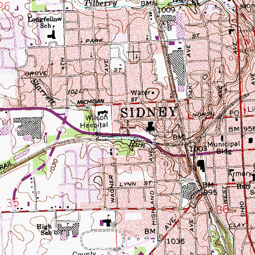 Topographic Map of Highland Park, OH