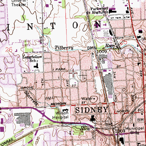 Topographic Map of Humphrey Park, OH