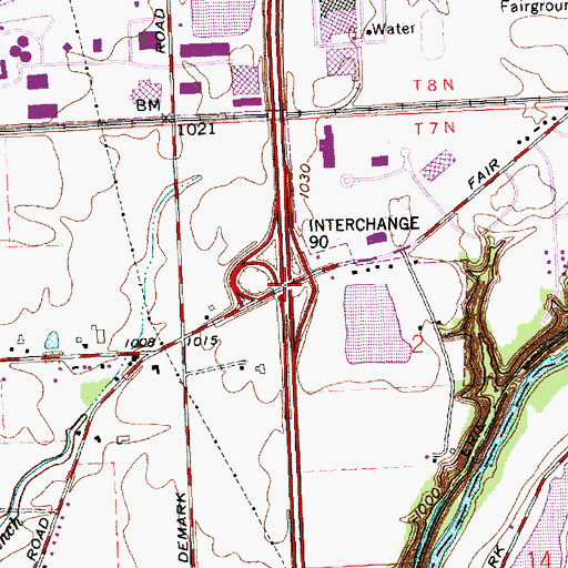 Topographic Map of Interchange 90, OH