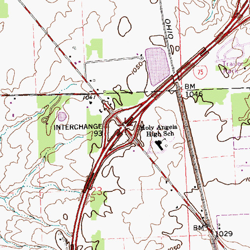 Topographic Map of Interchange 93, OH