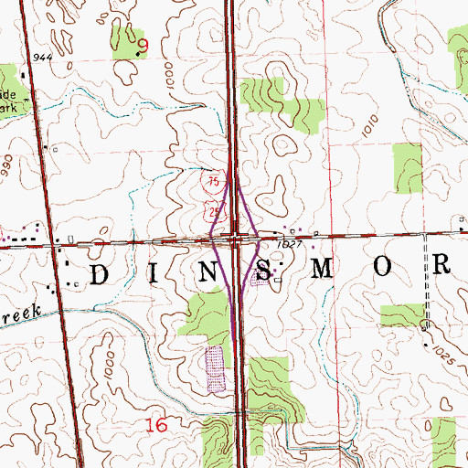 Topographic Map of Interchange 102, OH