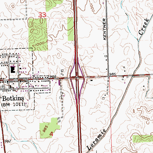 Topographic Map of Interchange 104, OH