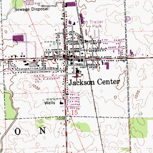 Topographic Map of Jackson Center Elementary School, OH