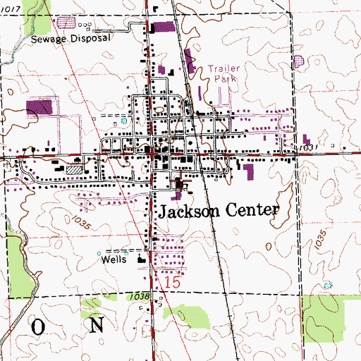 Topographic Map of Jackson Center High School, OH