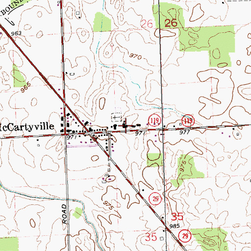Topographic Map of McCarthyville Elementary School, OH