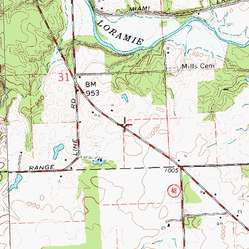 Topographic Map of Mills School (historical), OH