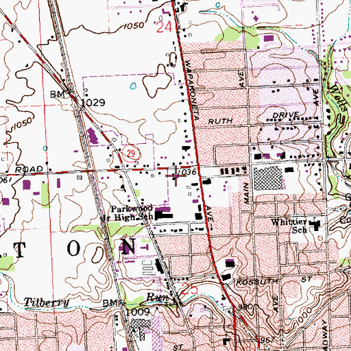 Topographic Map of Parkwood Elementary School, OH