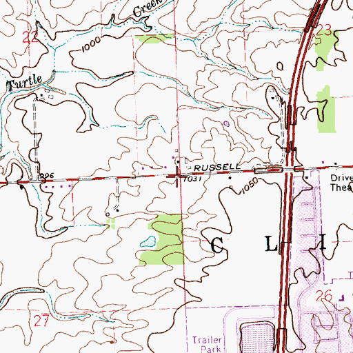 Topographic Map of Russell School (historical), OH