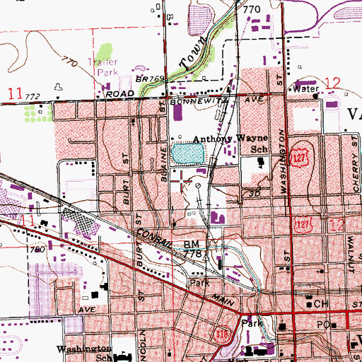 Topographic Map of Wesley Park, OH