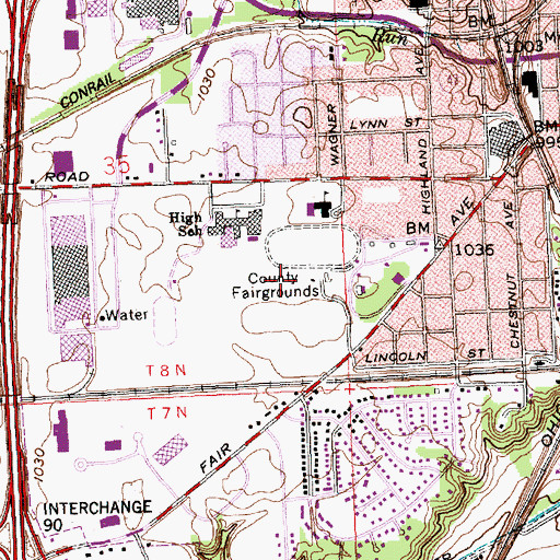 Topographic Map of Shelby County Fairgrounds, OH