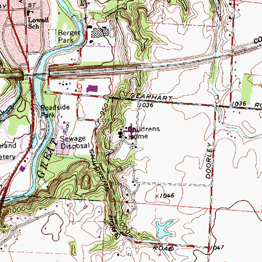 Topographic Map of Shelby Hills School for the Retarded, OH