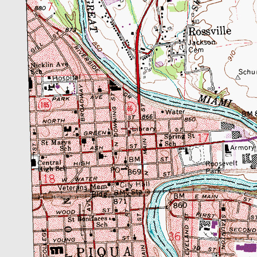 Topographic Map of Flesh Public Library, OH
