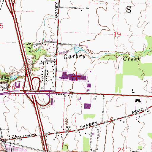 Topographic Map of Piqua East Mall Shopping Center, OH