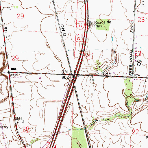 Topographic Map of Twin Lakes (historical), OH