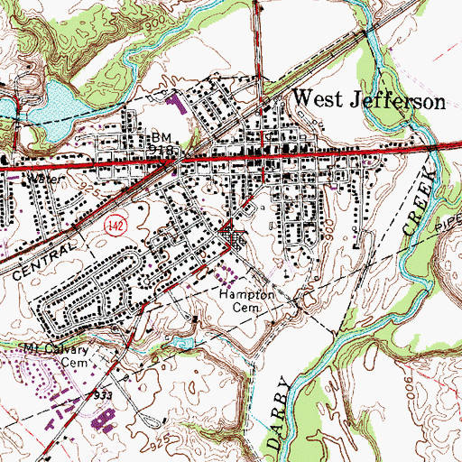 Topographic Map of Jefferson Memorial Middle School, OH