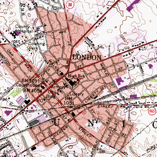 Topographic Map of London Elementary School, OH