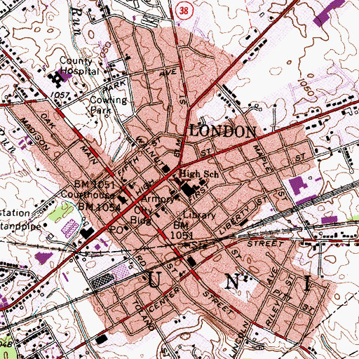 Topographic Map of London Primary School, OH