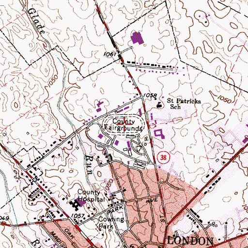 Topographic Map of Madison County Fairgrounds, OH