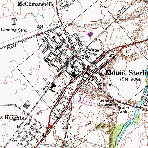 Topographic Map of Mount Sterling Elementary School, OH