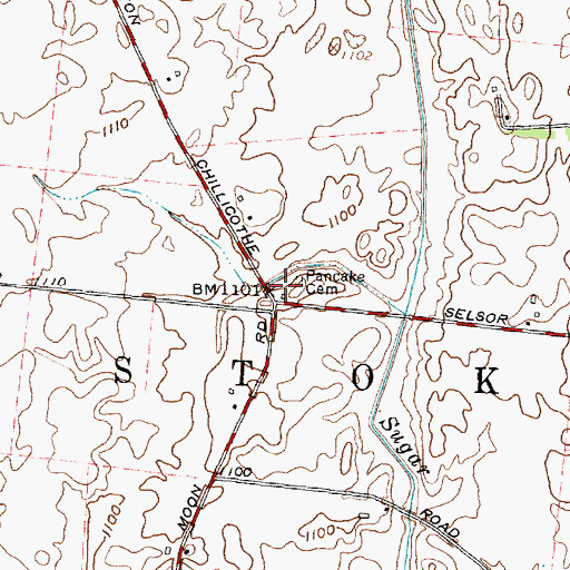 Topographic Map of Pancake Chapel (historical), OH
