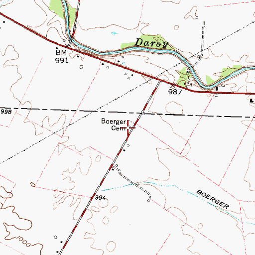 Topographic Map of Bigelow Cemetery Prairie, OH